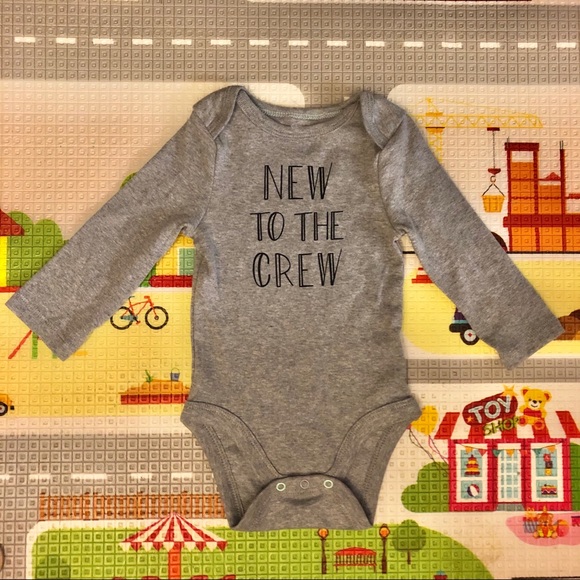 New to the Crew Long Sleeve Onesie-Grey